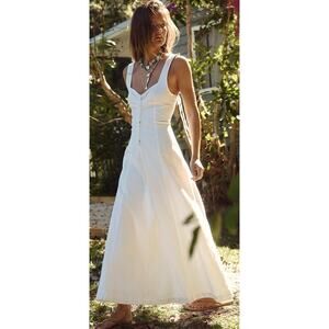 NWT Free People Free-Est Holland Stretch Linen Midi Dress Ivory